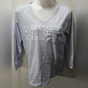 PINK VS Large Long Sleeved Spellout Pocket Tee